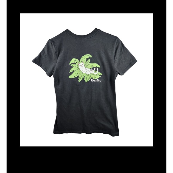 RIPNDIP Black Pocket T Shirt Cat Palm Tree Graphic Tee Medium - Picture 2 of 12